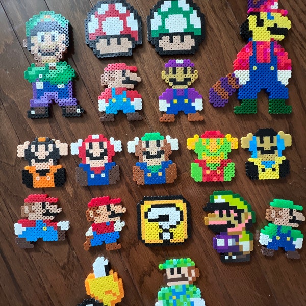 Super Mario brothers, pixel, perler beads