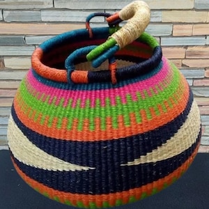 Kosz Bolga, kosz na doniczki, kosz na doniczki, kosz afrykański, kosze Bolgatanga, kosz do przechowywania, kosz upominkowy, wyprodukowane w Ghanie