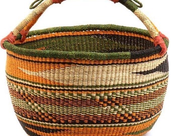 Cesta Bolga, Cesta grande, Cesta de mercado africana, Cestas Bolgatanga, Cesta de almacenamiento, Cesta de regalo, Hecho en Ghana