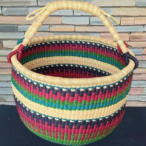 Kosz Bolga, duży kosz, kosz na rynek afrykański, kosze Bolgatanga, kosz do przechowywania, kosz upominkowy, wyprodukowane w Ghanie