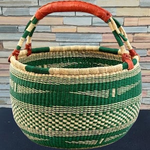 Kosz Bolga, duży kosz, kosz na rynek afrykański, kosze Bolgatanga, kosz do przechowywania, kosz upominkowy, wyprodukowane w Ghanie