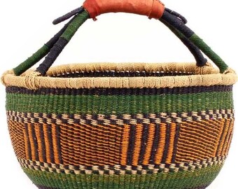 Cesta Bolga, Cesta grande, Cesta del mercado africano, Cestas Bolgatanga, Cesta de almacenamiento, Cesta de regalo, Hecho en Ghana