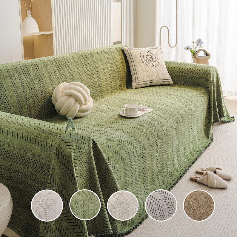 Water Resistance Chenille Sofa Cover, Pet Couch Protector, Non-Slip Sectional Throw, Washable image 1