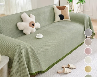 Waffle Weave Cotton Sofa Cover: Extra Large, Soft Organic Blanket
