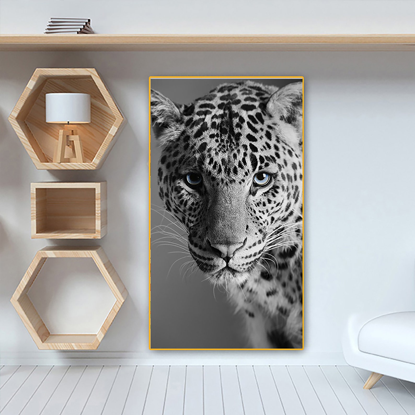 Black and White Leopard Painting Prints Canvas Wall art | Etsy
