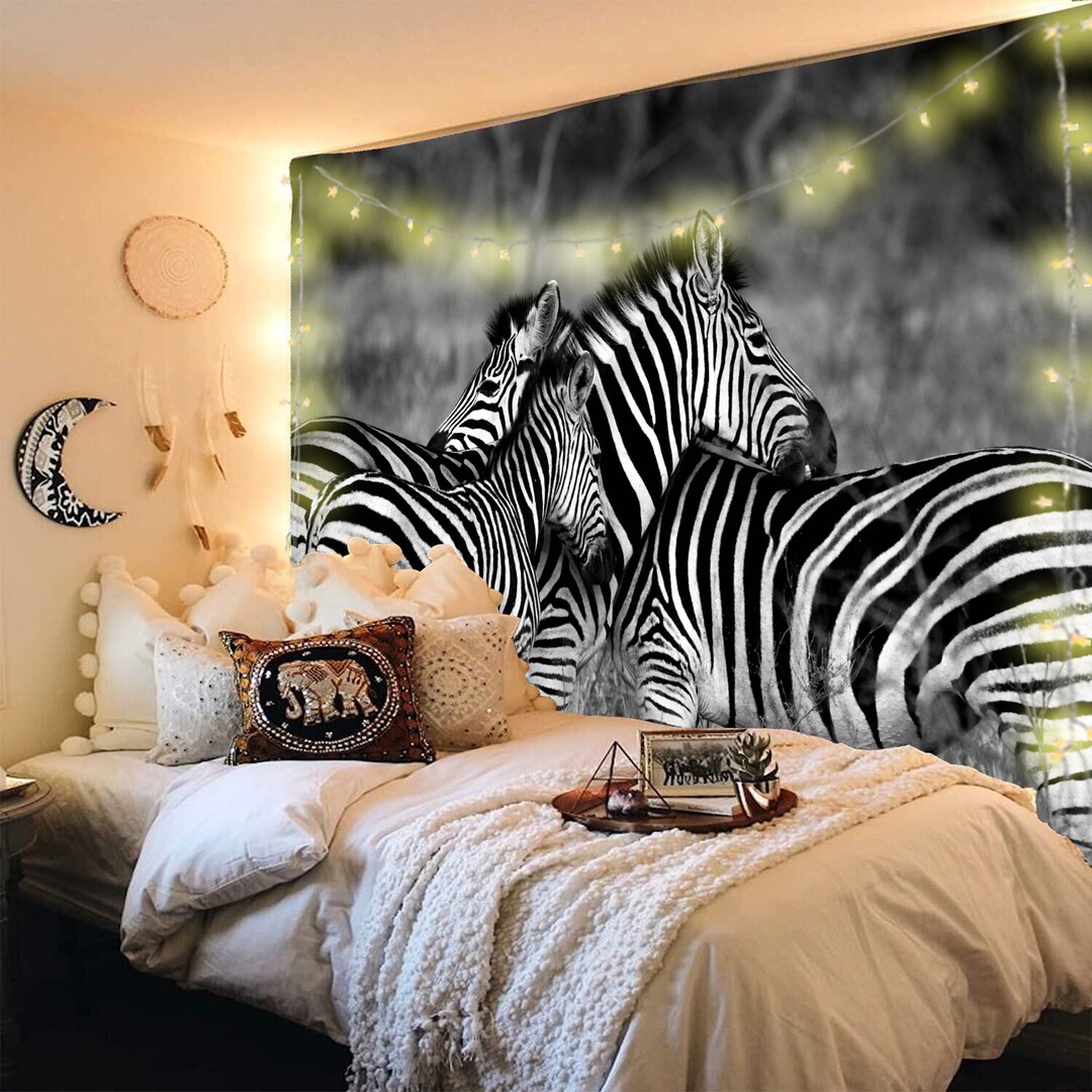 Zebra Tapestry, Oversized Black and White Wall Art, Animal Tapestry