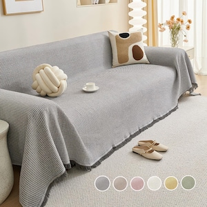 Waffle Weave Cotton Sofa Cover: Extra Large, Soft Organic Blanket image 2
