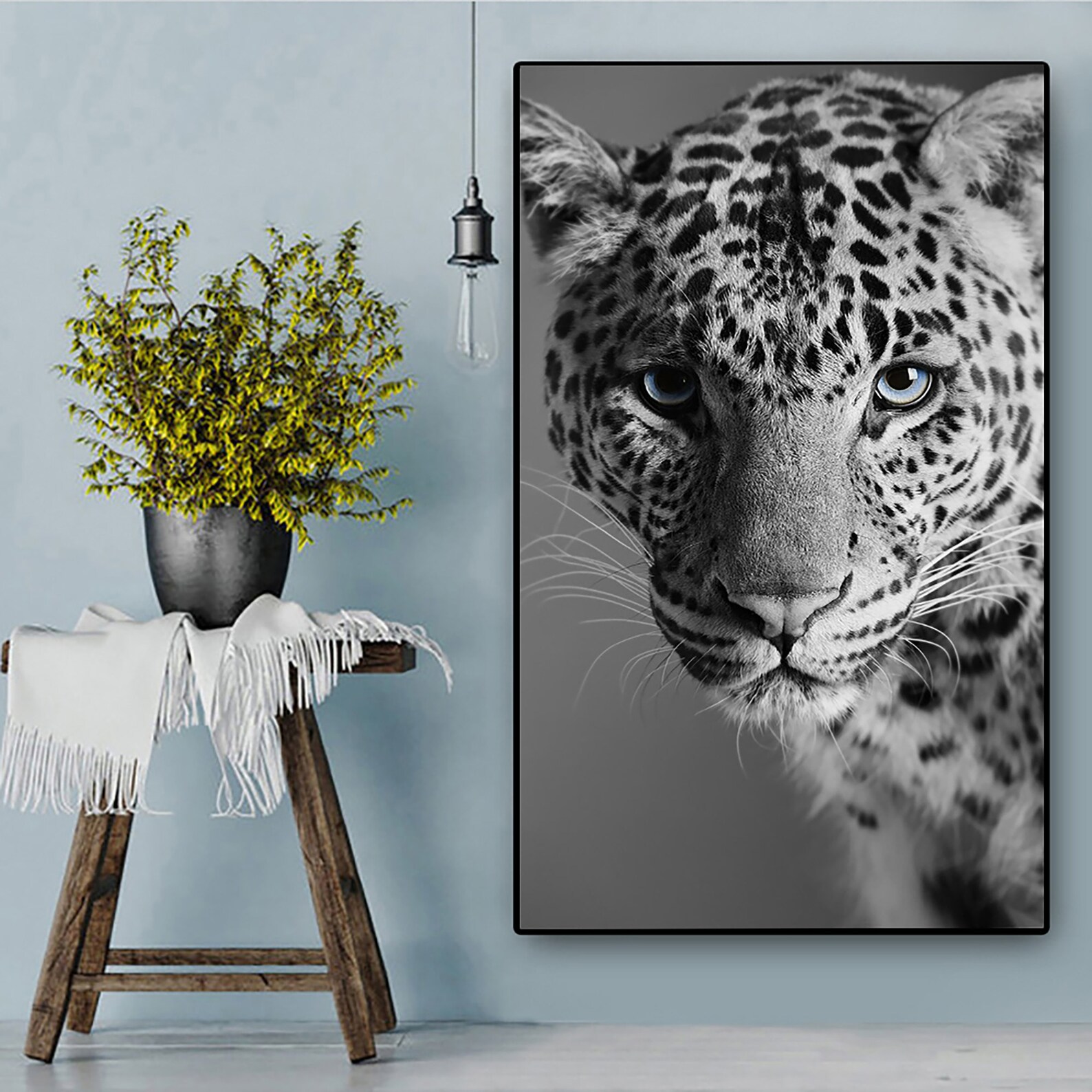 Black and White Leopard Painting Prints Canvas Wall art | Etsy