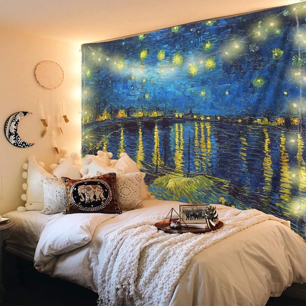 Starry Night recreation flag, Vincent Van Gogh Starry Night Wall Tapestry - Wall Hanging, Wall Decoration