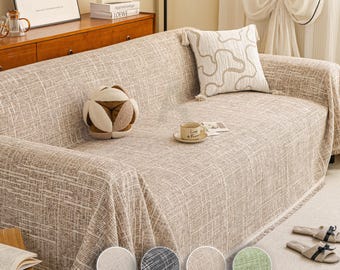Abstract Line Art Chenille Sofa Throw, Cozy Woven Couch Cover, Romantic Gift