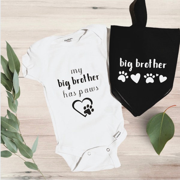 My Big Brother Has Paws, My Big Sister Has Paws, Matching Baby And Dog Set, My Sibling Has Paws, Pregnancy Announcement Photoshop Props,