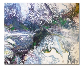 Original abstrakte Acryl-Malerei - "Schatten" - 16 x 20 - lila, blau, grün, gelb | Wand-Kunst | Wand-Dekor | Moderne Kunst | Leinwand Malerei