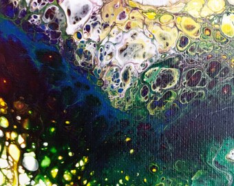 オリジナル抽象アクリル絵画「影 + 光」 - 16x20 キャンバス - 青、紫