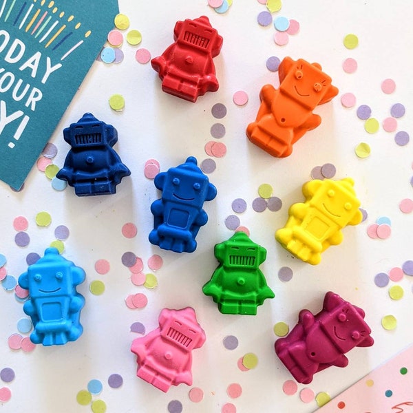Robot Crayon Birthday Party Favors