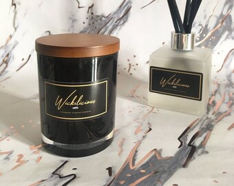 Scented candle homemade Sandalwood and black pepper black wooden lid gift box with free delivery