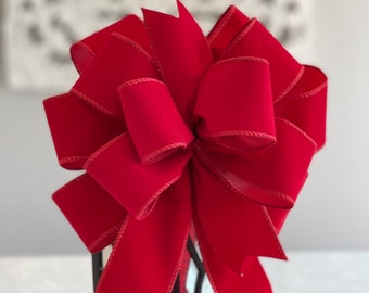 Velvet Christmas bow, Red Christmas bow, Holiday bow, Wreath bow, Christmas Lantern bow, Christmas tree topper, Classic Christmas bow
