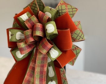 fall bows, Thanksgiving bows, pumpkin bow, fall wreath bows, Thanksgiving wreath bows, fall decor, fall boho, autumn bow