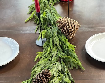 Christmas norfolk pine garland, 5' real touch pine garland, garland for mantle, pine garland, valentine's day garland, greenery garland