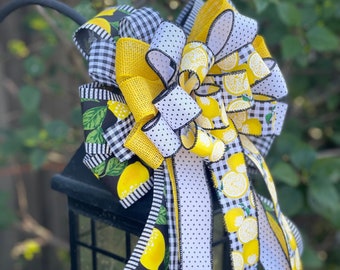 Yellow Bow, Lemon Bow, Buffalo Check Bow, Spring Bow, Burlap Bow, Welcome Bow, Spring Wreath Bow, Lantern Bow, Wreath Bow, Basket Bow, lemon