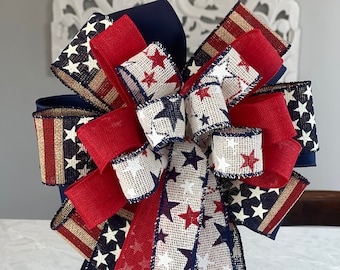 Patriotic Bow, 4th of July bow, American flag bow, star and stripes bow, wreath bow, lantern bow, patriotic wreath bow, 4th of July bows