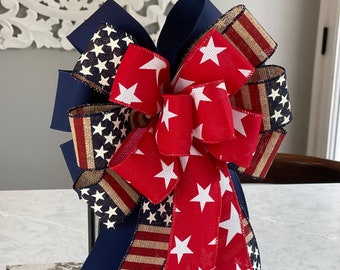 Patriotic bow, 4th of July bow, American flag bow, Stars and stripes bow, wreath bow, lantern bow, patriotic wreath bow, 4th of July bows