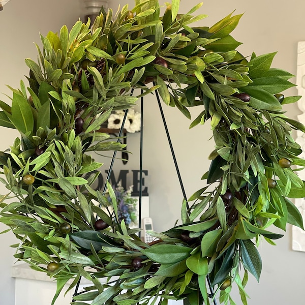 Olive wreath, Olive branch wreath, Wreath for front door, Everyday wreath, Greenery wreath, modern farmhouse decor, olive decor, boho decor
