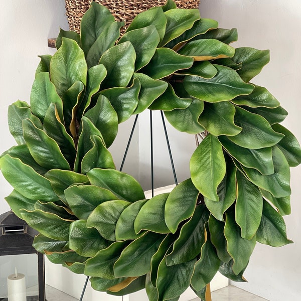 Classic Magnolia leaf wreath, farmhouse wreath, front door wreath, farmhouse decor, year round wreath, modern farmhouse, greenery wreath