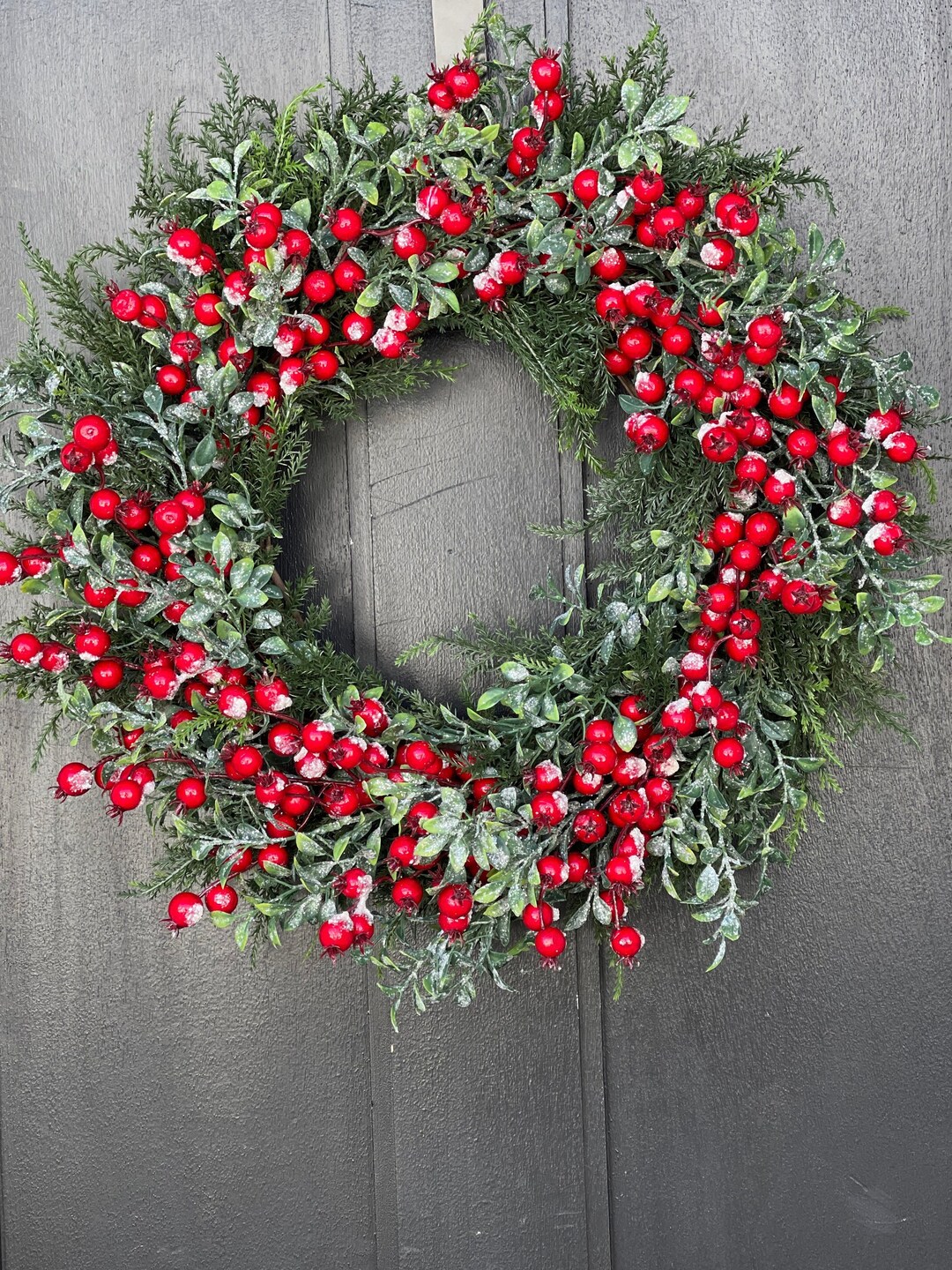 Woodland Christmas Wreath With Red Berries Christmas Wreath - Etsy