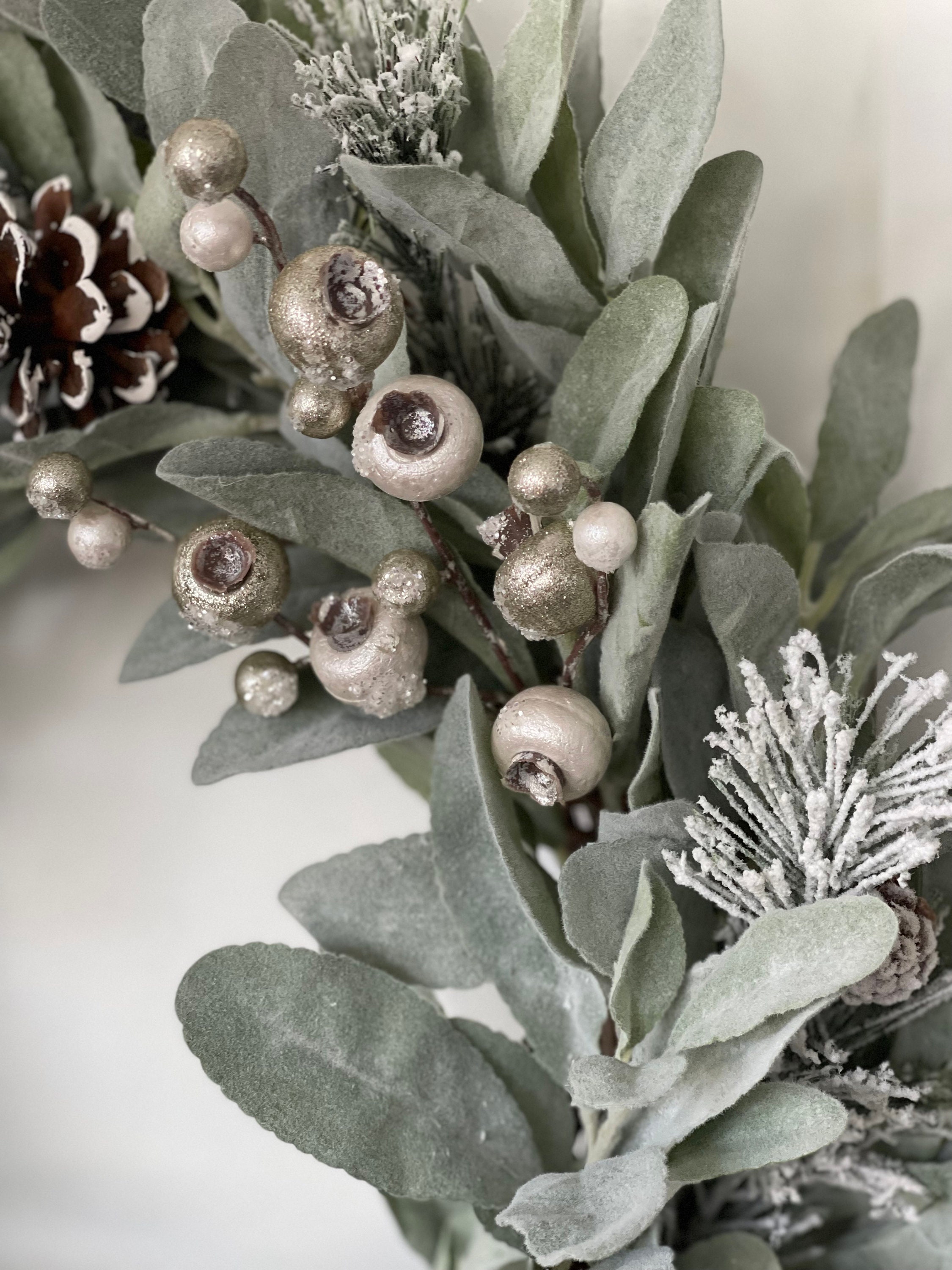 Christmas Wreaths, Lambs Ear and Berry Wreath, Winter Farmhouse Wreath ...