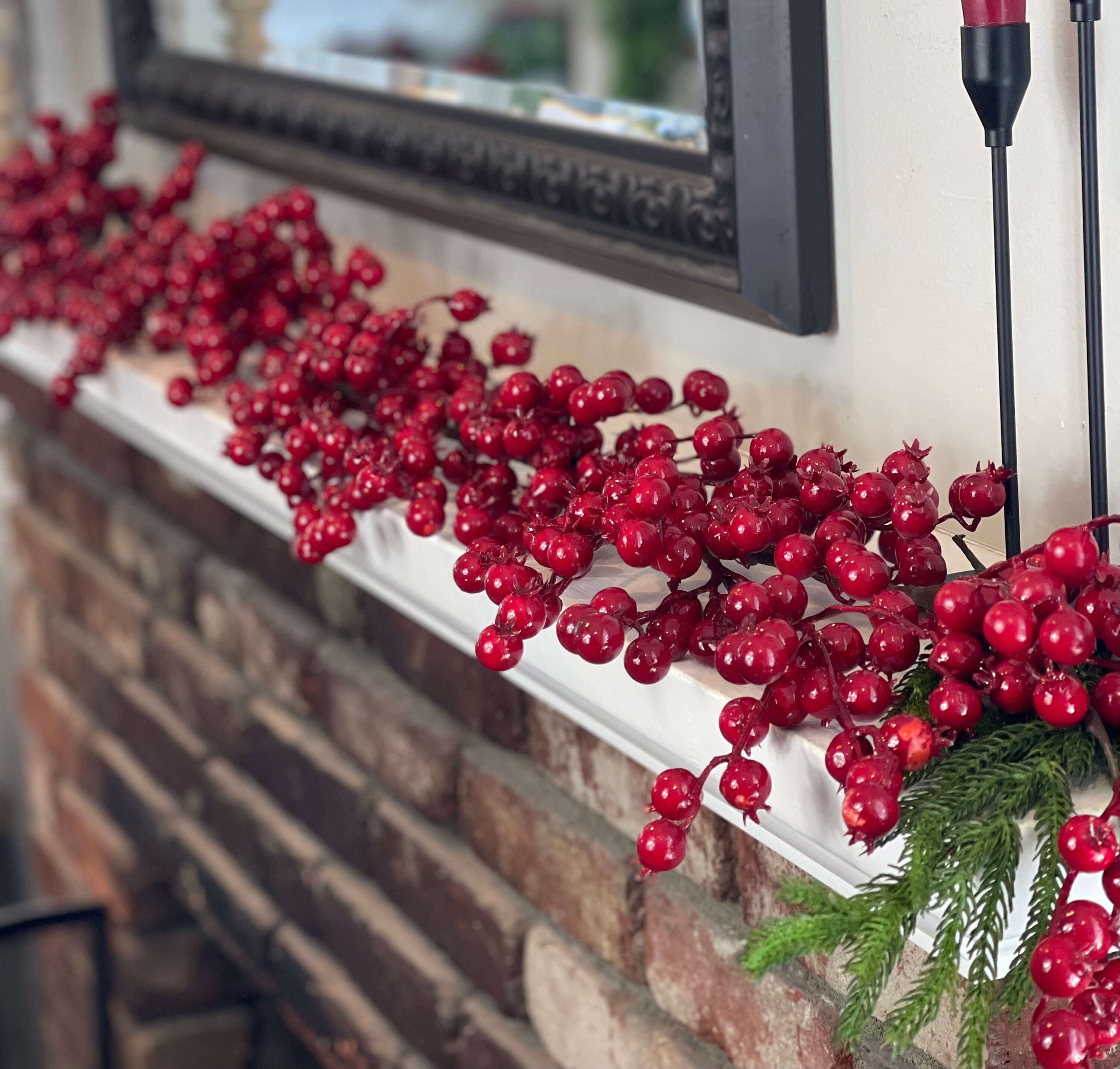 Red/Burgundy Pip Garland, 4 ft.  Garland, Berry garland, Burgundy red