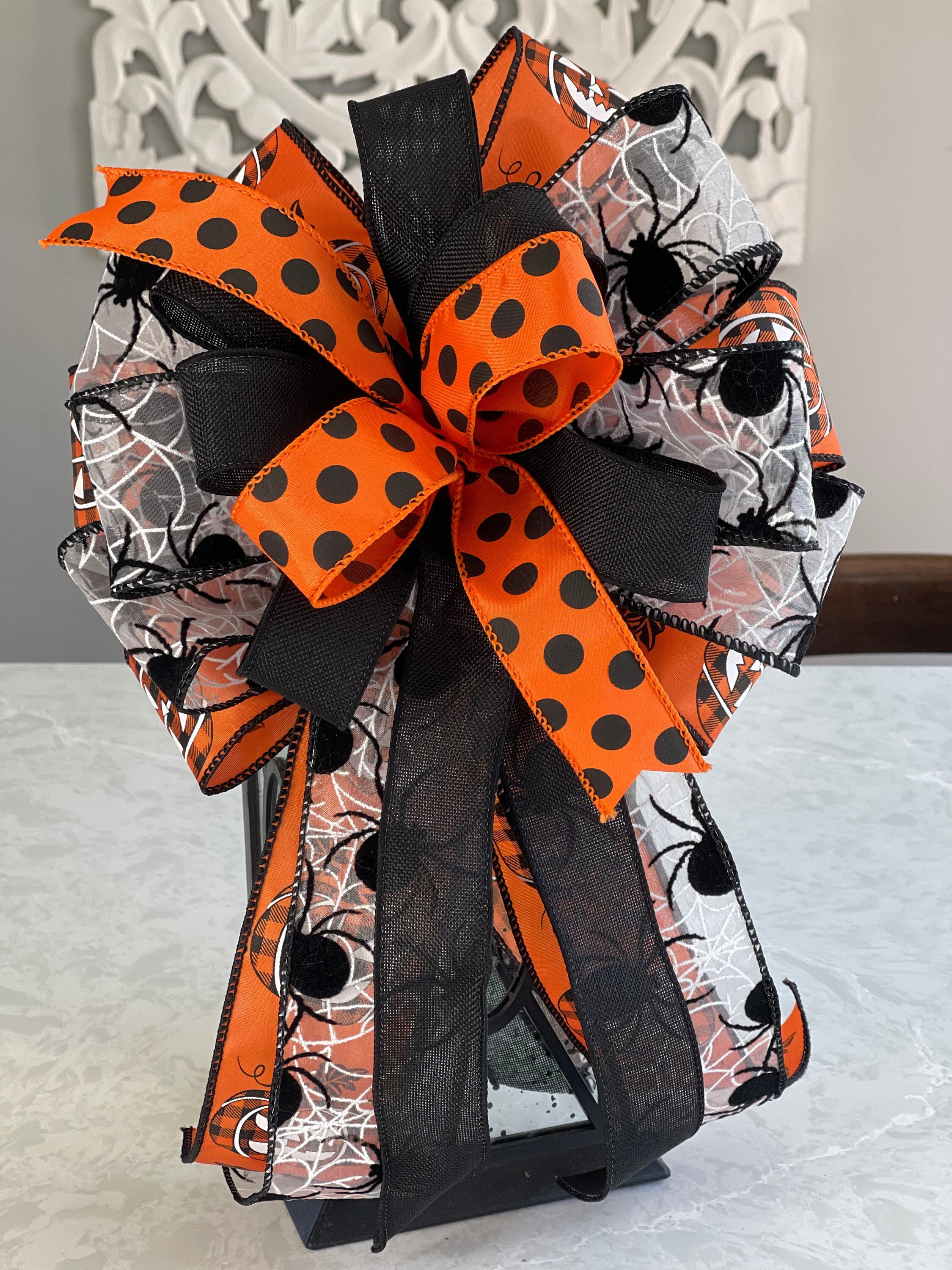 Halloween spider bow, Halloween wreath bow, Halloween lantern bow, Halloween orange bow, spider bow, Halloween bow, halloween bows, pumpkin