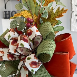 fall acorn bow with greenery and berries, Thanksgiving Bow, Acorn bow, fall wreath bow, fall lantern bow, Thanksgiving wreath bow, autumn