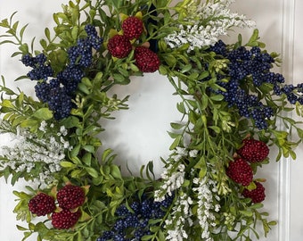 Patriotic 4th of July wreaths, front door wreaths, mini wreaths, 4th of july decor, farmhouse wreath, greenery wreath, Summer wreath, boho