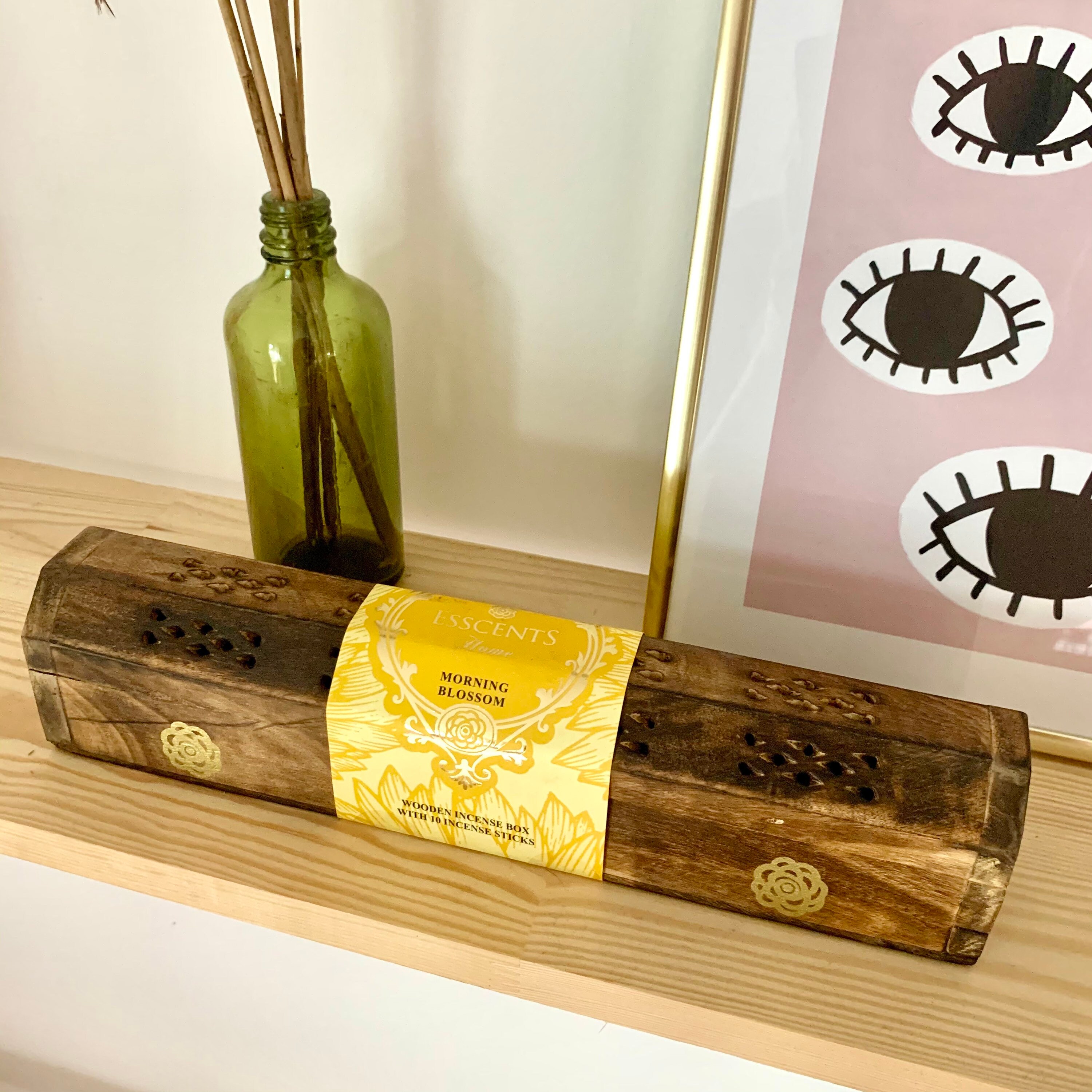 Esscents home Wooden incense box with 10 incense sticks. The Etsy