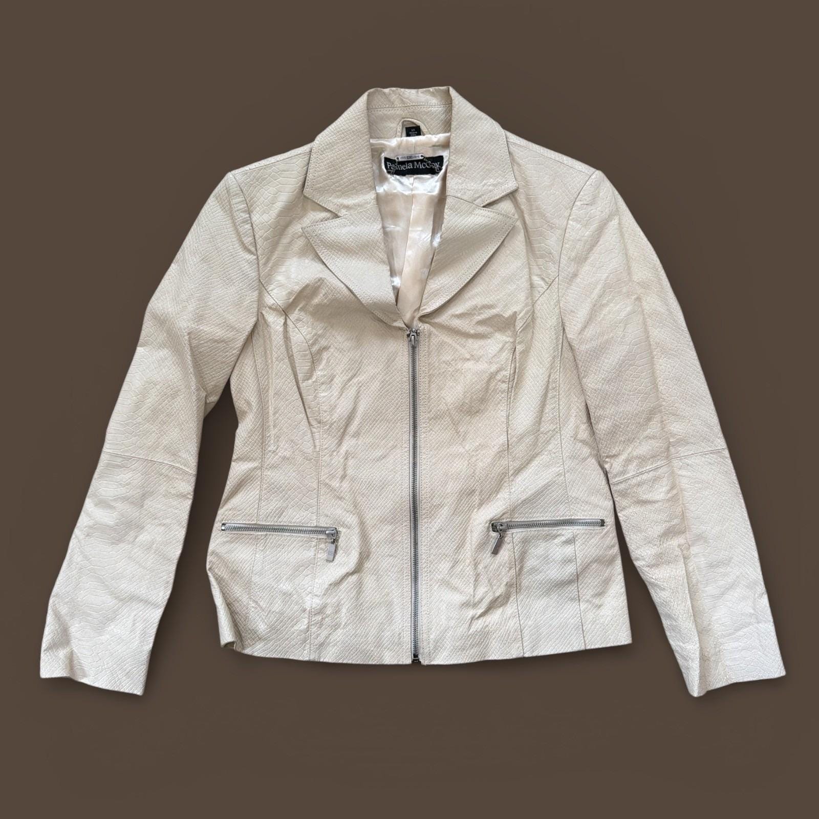 Pamela Mccoy Cream White Leather Jacket  display picture 1