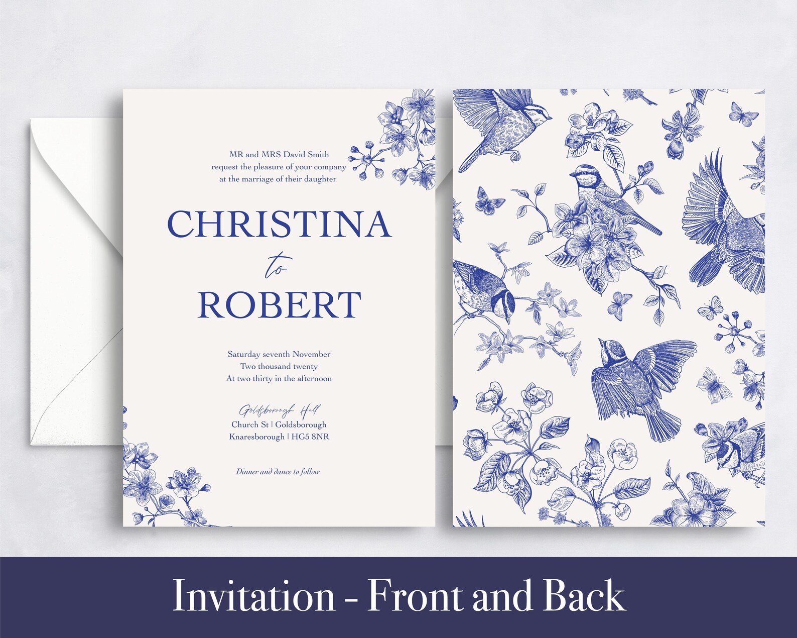 Chinoiserie Traditional Wedding Invitation Template | Etsy