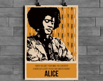 Organic Cotton Officially Licensed Alice Coltrane Womens T-Shirt Harp Bust Tee