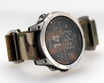 Garmin Ready Watch Strap, 2 Piece Configuration, Open Sensor, Stainless Steel, Multicam Webbing