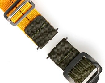 Garmin Ready Airborne O-Rig 2 Piece Watch Strap Yellow/Army Green, Static Line Parachute Style Military Webbing