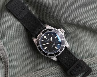 Blackout PVD Elastic Watch Band: Cordura Laminate, 316 Stainless Steel
