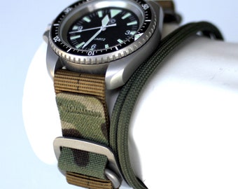 Bracelet de montre Hawkrigger Airborne O-Rig Multicam/Coyote, sangle militaire style parachute statique