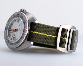 Riggerband Watch Strap [spring bar compatible], Parachute Elastic, French Marine Nationale Style, Stainless Hardware