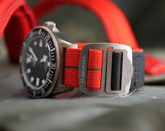 Riggerband M2 Red/Charcoal Elastic Parachute Watch Strap Band