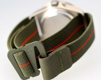 Grappleband Fixed Bar, *20mm lug, ODGreen Cerakote, 316 Stainless Hardware, Cordura Laminate, Parachute Elastic Watch Band