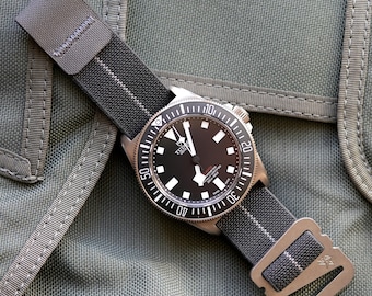 Grappleband Elastic Watch Strap, Charcoal Grey Cordura Laminate, Stainless Hardware