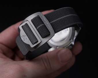 Riggerband M2 Charcoal Grey Elastic Watch Strap, 20mm 22mm, Stainless Hardware