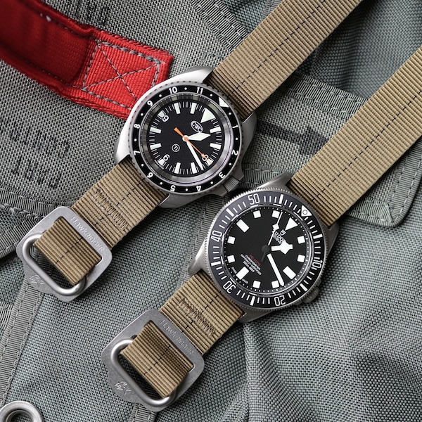 Hawkrigger Field Strap, Tan, Nylon, Watch Strap, Stainless Hardware