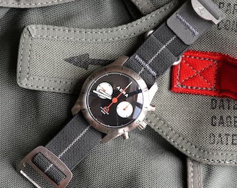 Riggerband M1 Charcoal Grey Elastic Watch Strap, 20mm 22mm, Stainless Hardware