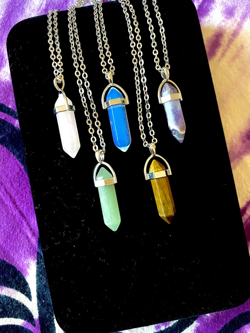 Crystal PendantCrystal NecklaceTiger/'s EyeRose QuartzQuartzCrystal JewelryNew AgeLGBTQWiccaCrystal GridAmethystGothGrunge