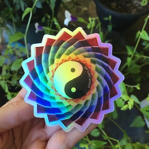 Rainbow Yin Yang Holographic Sticker